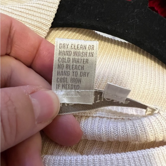 Compositions Cream Mock Neck Mini Cable Knit 100% Silk Sweater Size XL - Picture 5 of 5